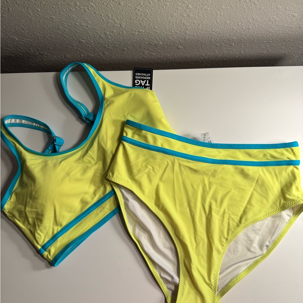 Yellow and Blue Women's Swim Set